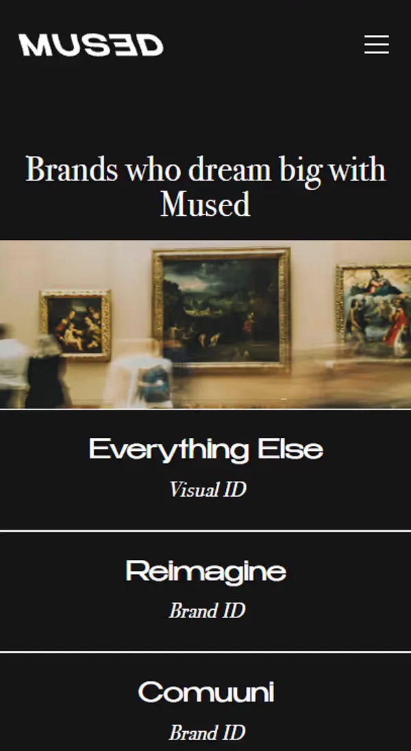 Mused Agency website, mobile view 2