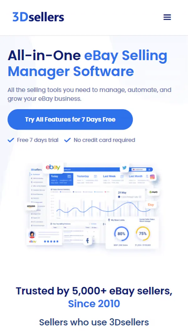 3D Sellers website, mobile view 1