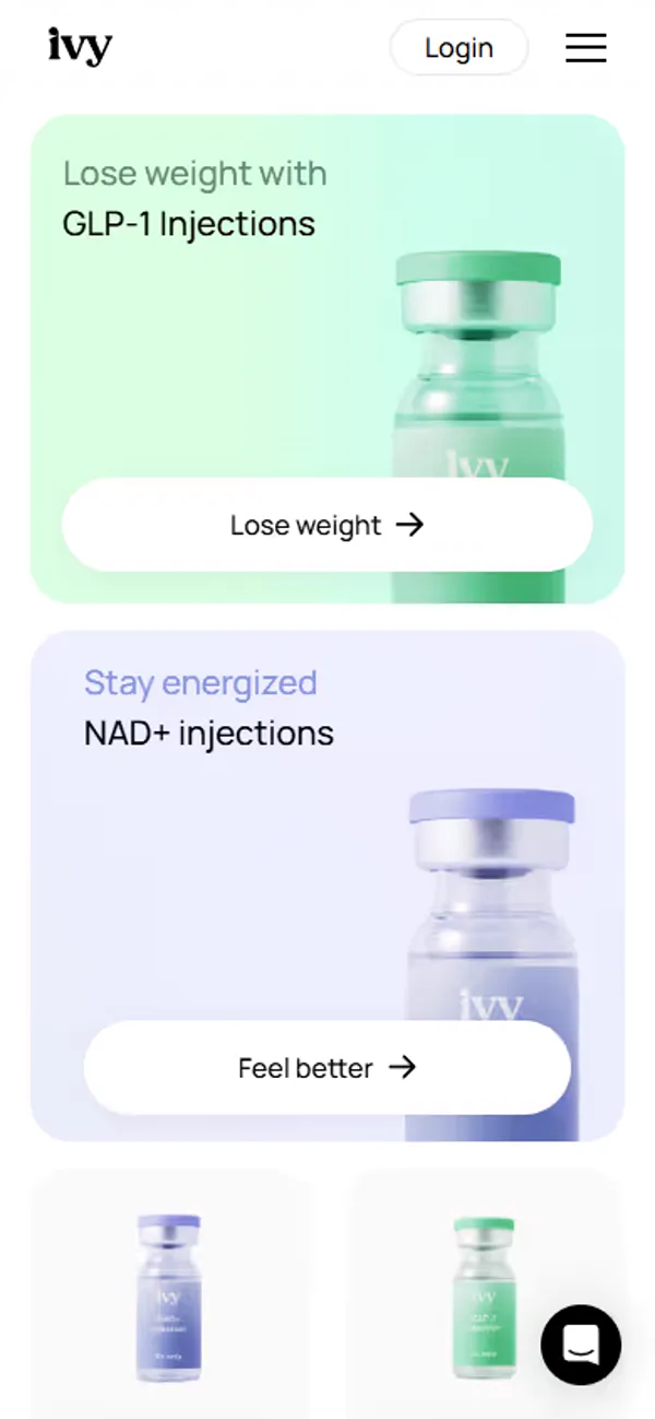 Ivy RX website, mobile view 2