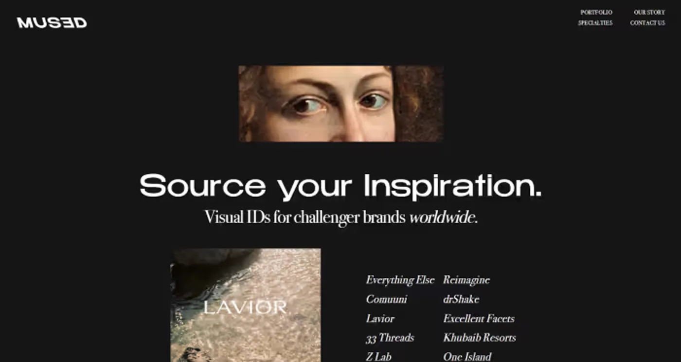 Mused Agency website, desktop view