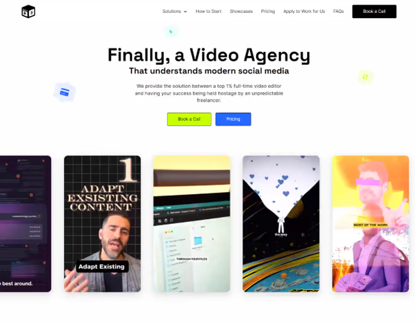Video Three website, desktop view