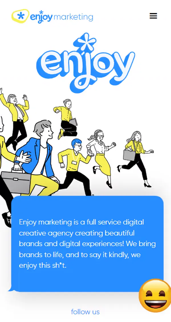 Enjoy Marketing website, mobile view 1