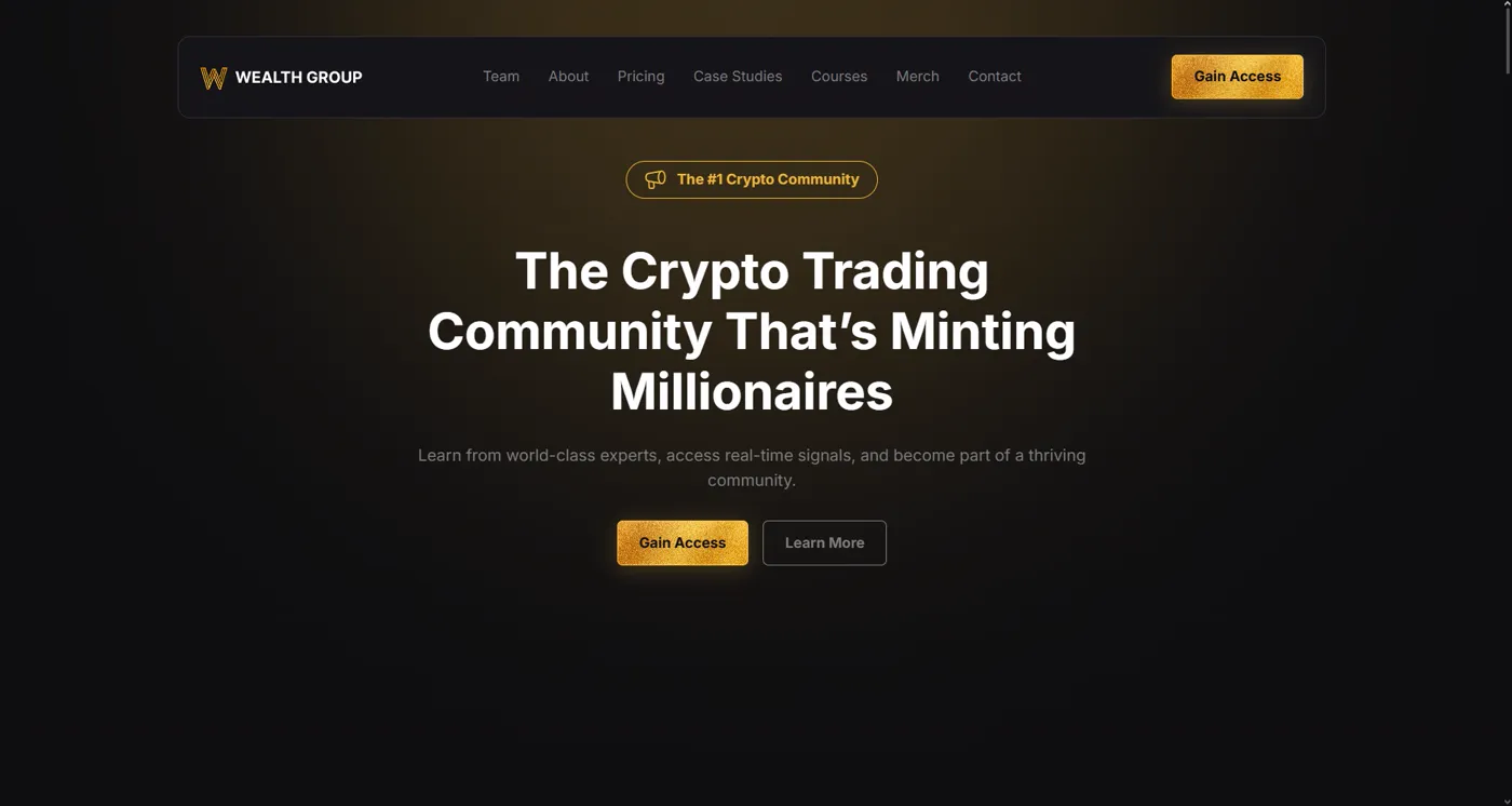 Wealth Group website, desktop view