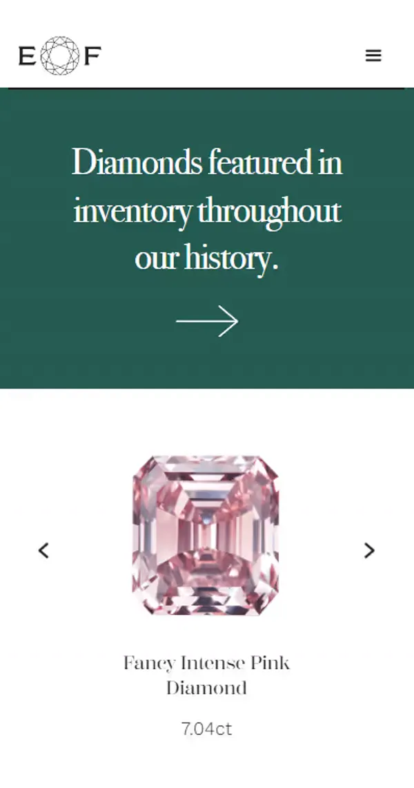 Excellent Facets website, mobile view 2