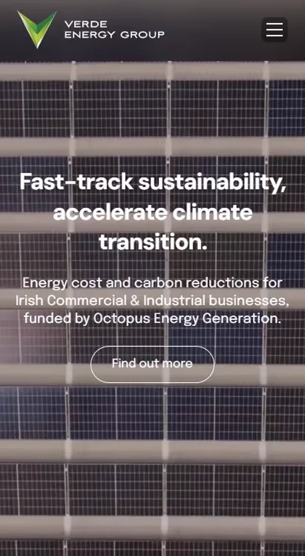 Verde Energy Group website, mobile view 1