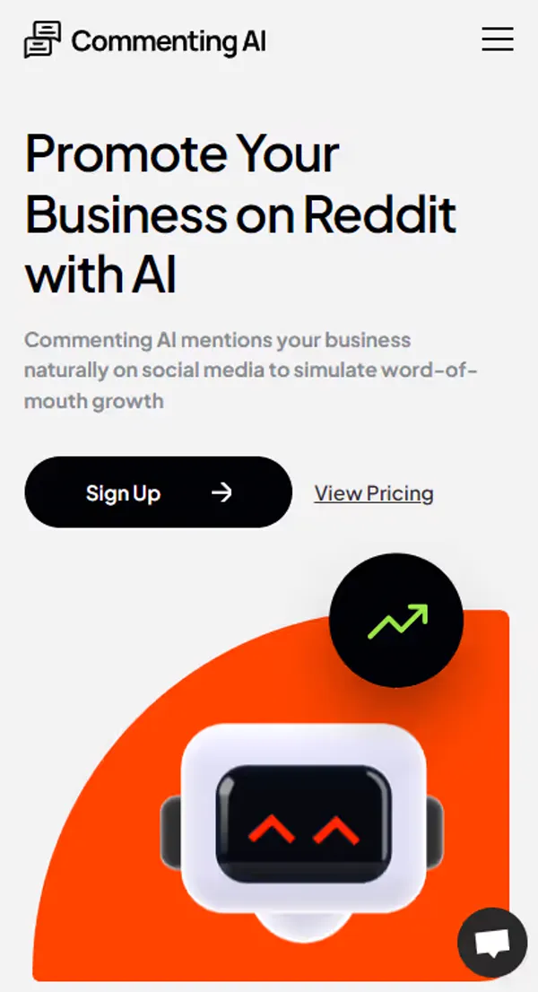 Commenting AI website, mobile view 1
