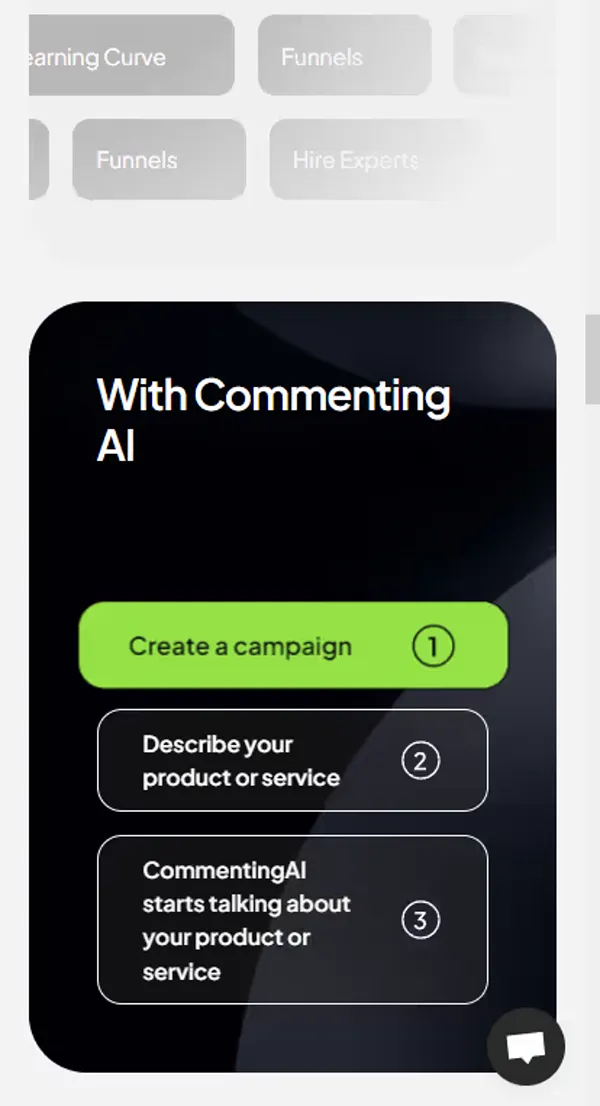 Commenting AI website, mobile view 2